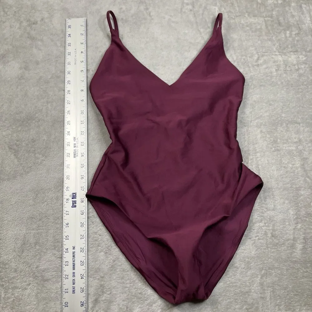 J Crew Lana One-Piece Womens 12 Burgundy Classic Sculpt Luxe Beach Resort CI367